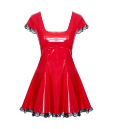 Lack-Minikleid mit Spitzenrüschen