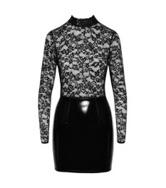 Minikleid aus Spitze und Lack