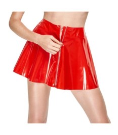 Lack-Minirock mit Reißverschluss vorne