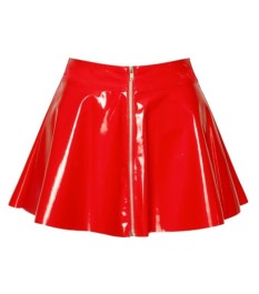 Lack-Minirock mit Reißverschluss vorne