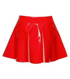 Lack-Minirock mit Reißverschluss vorne