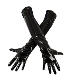 Handschuhe aus Lack mit Stretch-Einsätzen