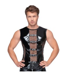 Shirt aus bi-elastischem Lack und Netz