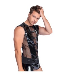 Shirt aus bi-elastischem Lack und Netz