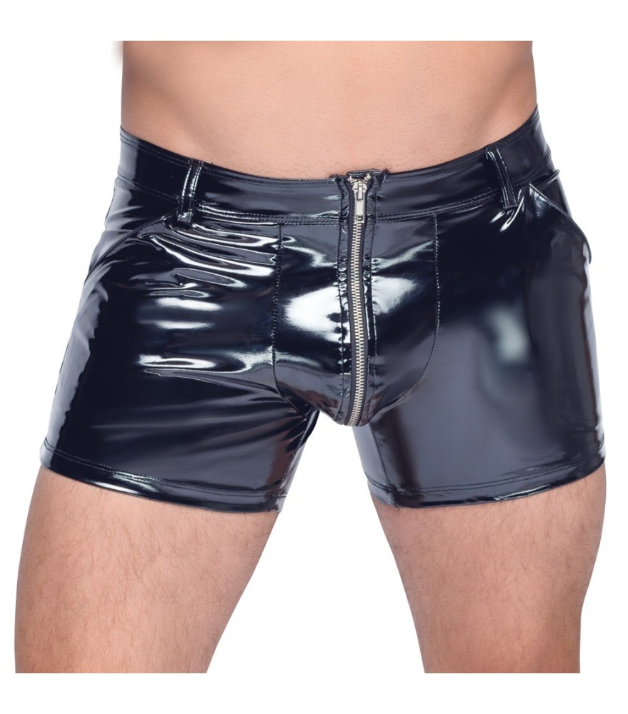 Pants aus Lack mit unterlegtem Front-Reißverschluss