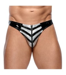 Lack-Minirock mit Reißverschluss vorne