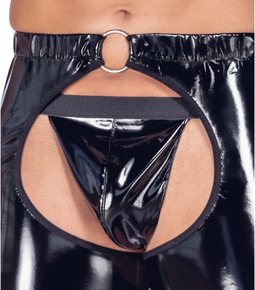 Lack-Minirock mit Schenkelriemen