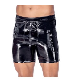 Lack-Minirock mit Schenkelriemen