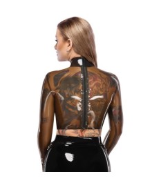 Latex-Shirt mit großem Frontring