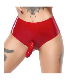 Latex-Slip mit Dildo außen