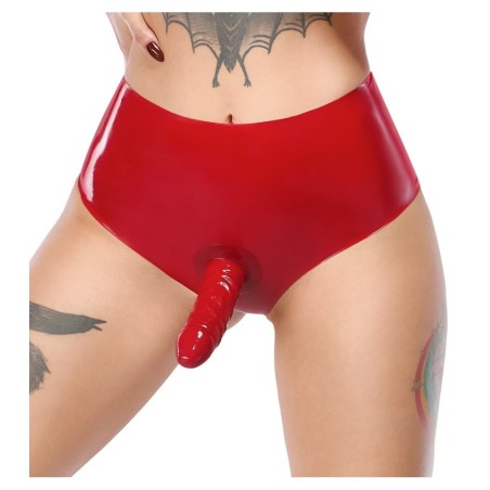 Latex-Slip mit Dildo außen