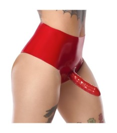 Latex-Slip mit Dildo außen