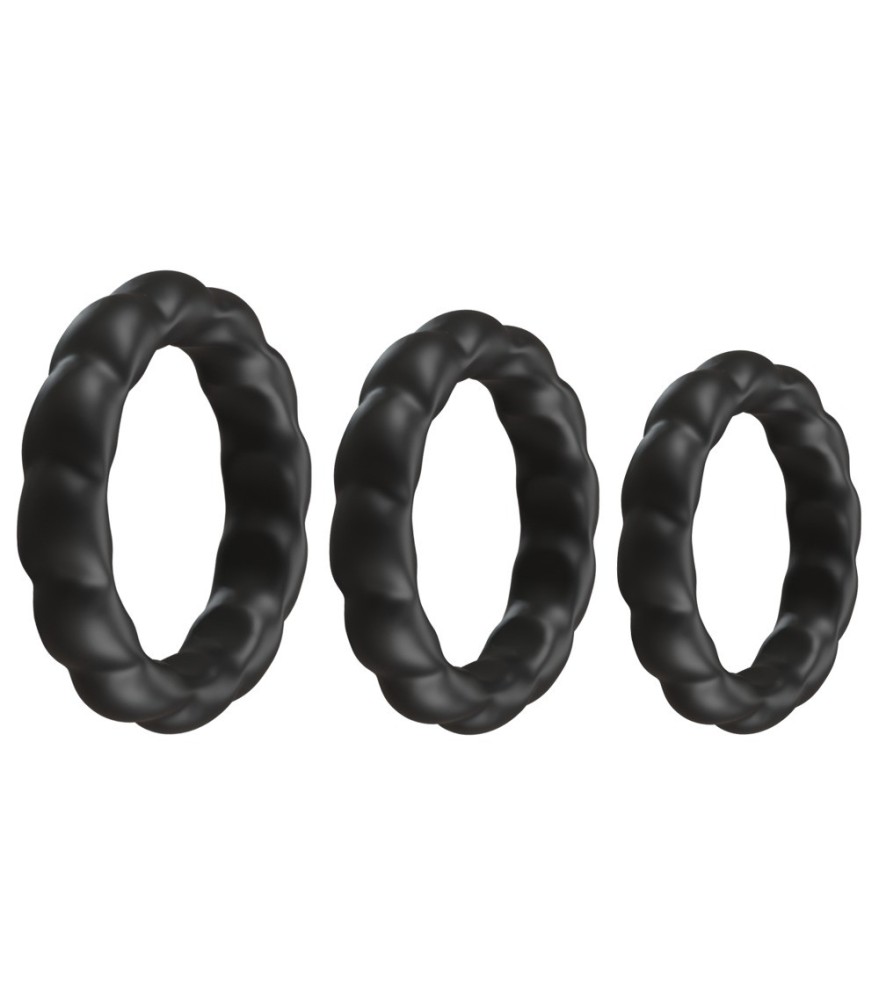3-teiliges „Penisringe-Set“ mit Wellenstruktur