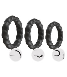 3-teiliges „Penisringe-Set“ mit Wellenstruktur