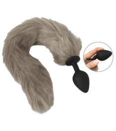 Analplug „fluffy tail“ mit langem Kunstfell-Schweif