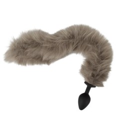 Analplug „fluffy tail“ mit langem Kunstfell-Schweif