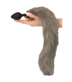 Analplug „fluffy tail“ mit langem Kunstfell-Schweif