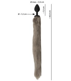 Analplug „fluffy tail“ mit langem Kunstfell-Schweif