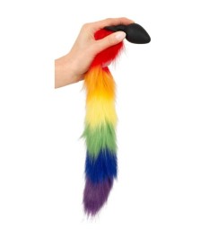 Analplug „fluffy tail“ mit buntem Kunstfell-Schweif