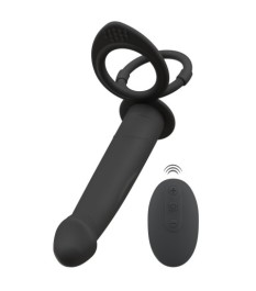 Analvibrator „RC double fucker“ mit Penis- und Hodenring
