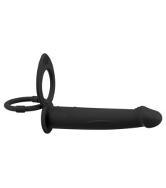Analvibrator „RC double fucker“ mit Penis- und Hodenring