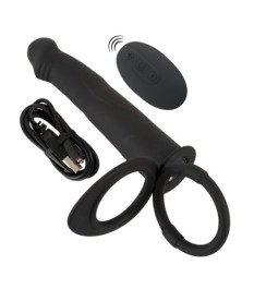 Analvibrator „RC double fucker“ mit Penis- und Hodenring