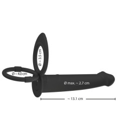 Analvibrator „RC double fucker“ mit Penis- und Hodenring