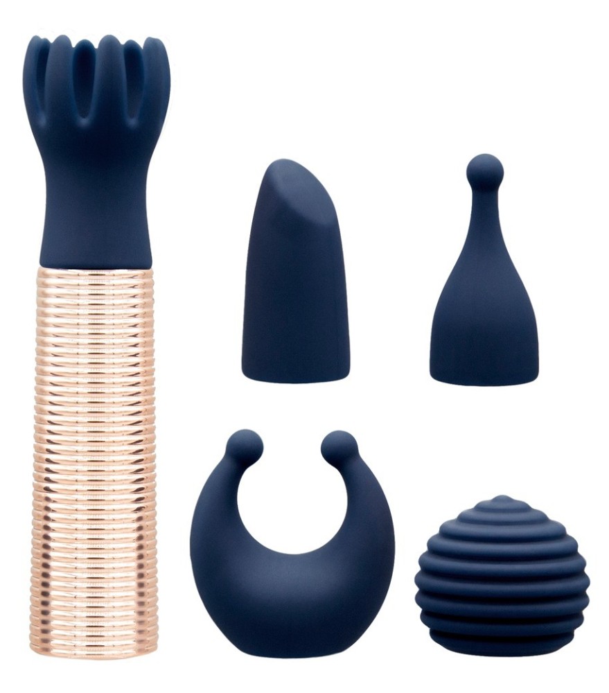 Vibrator „Desires“ mit 5 Silikon-Aufsätzen