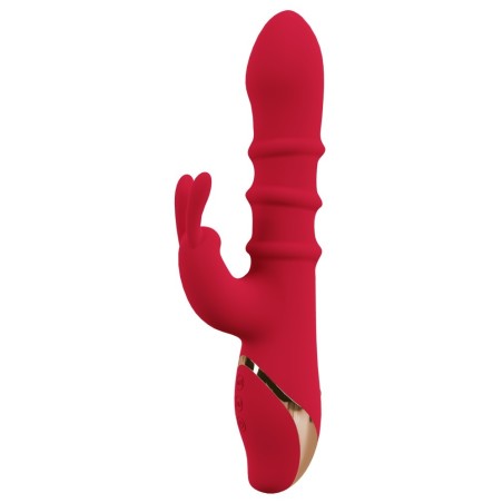 Rabbitvibrator mit 3 beweglichen Massageringen