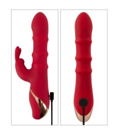Rabbitvibrator mit 3 beweglichen Massageringen