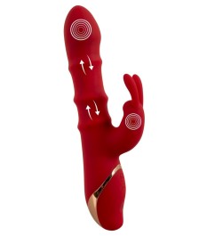 Rabbitvibrator mit 3 beweglichen Massageringen