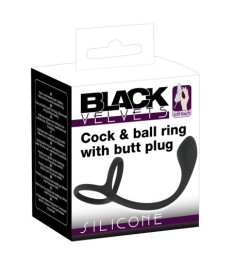 Penis- und Hodenring „Cock & ball ring with butt plug“ mit Analplug