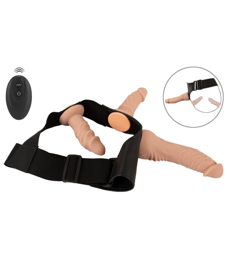 4-teiliges Strap-on-Set inklusive RC-Vibrator und 2 Dildos