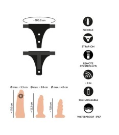 4-teiliges Strap-on-Set inklusive RC-Vibrator und 2 Dildos