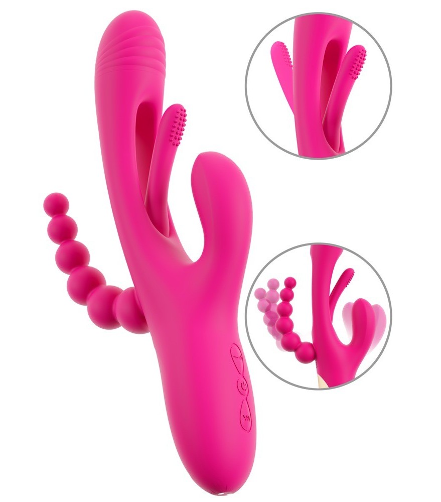 Rabbitvibrator „Triple Vibe With Flicking Tongue“ mit Anal-Stimulator