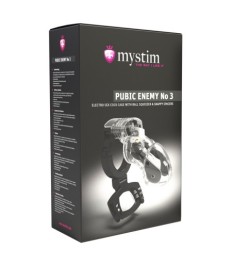 Peniskäfig „Pubic Enemy No 3“ mit Hodenquetsche, Zubehör für Reizstrom