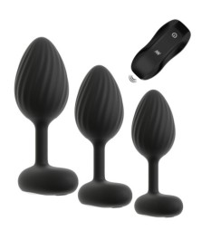 3-teiliges Analplug-Set mit Vibration