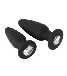 2er-Set Analplugs mit Glitzerstein