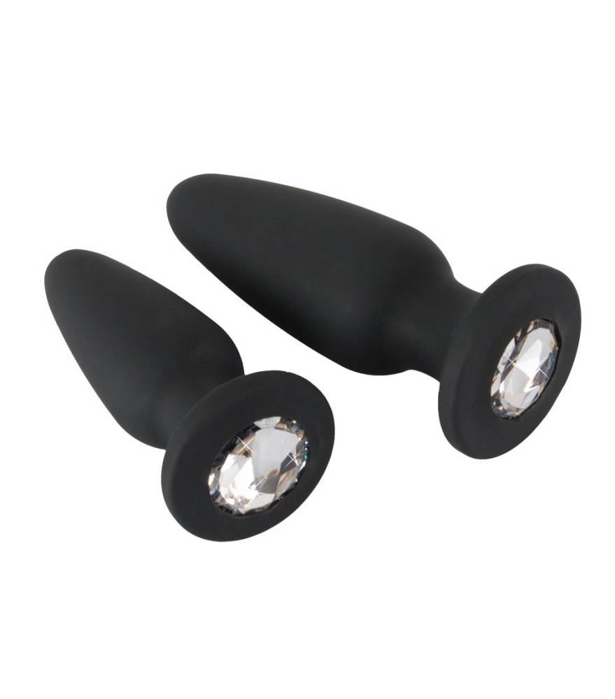 2er-Set Analplugs mit Glitzerstein