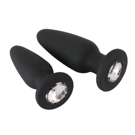2er-Set Analplugs mit Glitzerstein