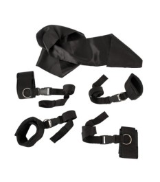 7-teiliges Bettfessel-Set mit Bondage-Schal aus Satin