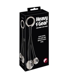 Penisring „Cock ring & Ass plugs“ mit 2 schweren Plug-Gewichten