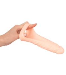 Penis-/Hodenring „Double Fucker“ mit flexiblem Naturdildo