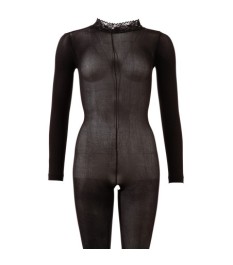 Catsuit mit Spitzenkragen
