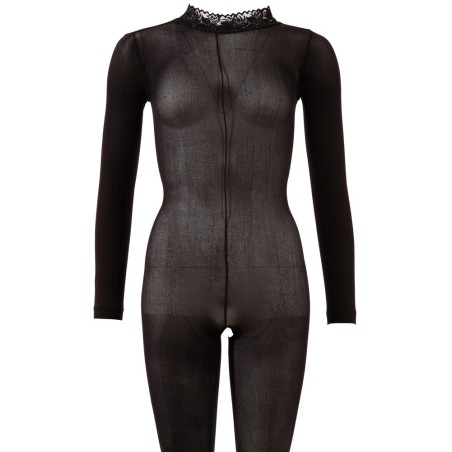 Catsuit mit Spitzenkragen