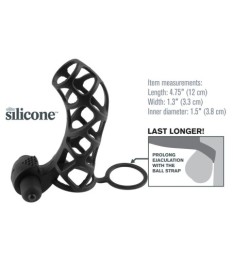 Penismanschette „Extreme Silicone Power Cage“, mit Vibration, 12 cm