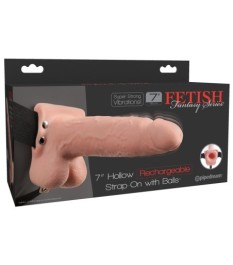 Strap-on „7“ Hollow Rechargeable Strap-on with Balls“, hohl mit Vibrat