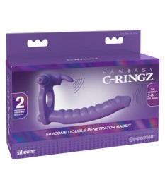 Vibro-Penisring „Silicone Double Penetrator Rabbit“ mit Analdildo