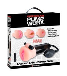 Penispumpe „Travel Trio Pump Set“ mit Vibrobullet und Ballpumpe