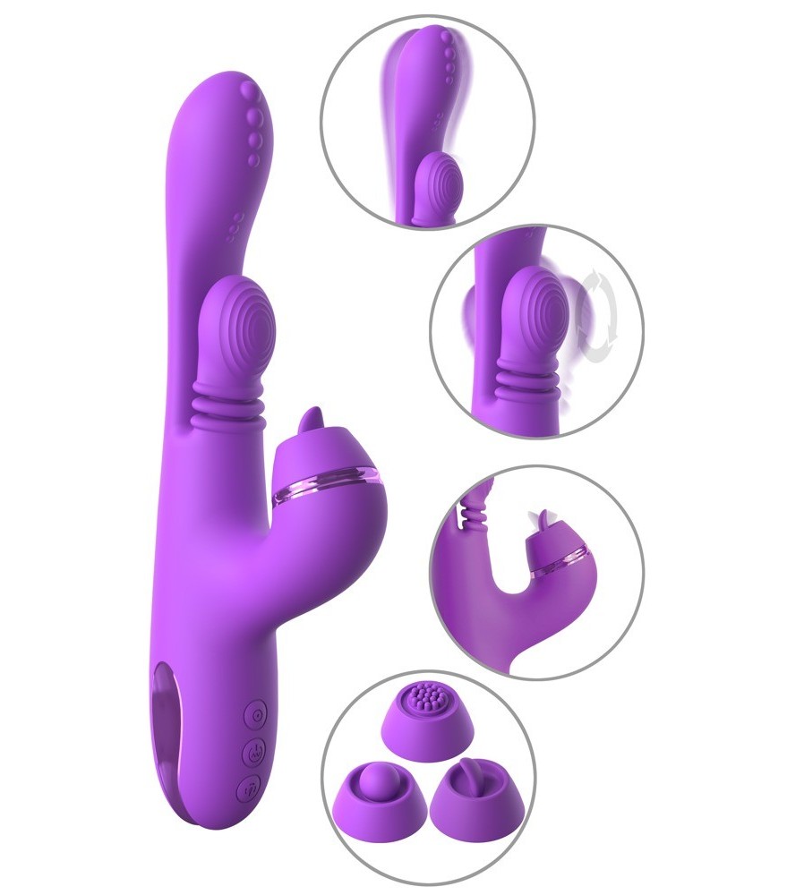 Rabbitvibrator „IntiMotion Pulse Pro“ inklusive 3 Klitoris-Aufsätze